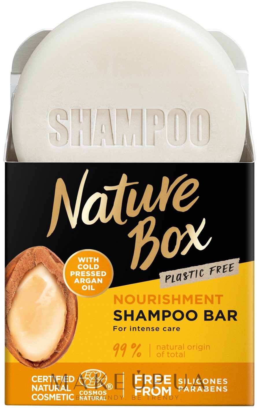 Твердый шампунь для питания волос с аргановым маслом холодного отжима - Nature Box Nourishment Vegan Shampoo Bar With Cold Pressed Argan Oil — фото 85g