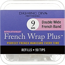 Тіпси широкі - Dashing Diva French Wrap Plus Double Wide White 50 Tips (Size - 9) — фото N1