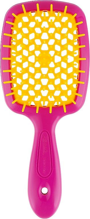 Расческа для волос, розовая с желтым - Janeke Superbrush Small — фото N1