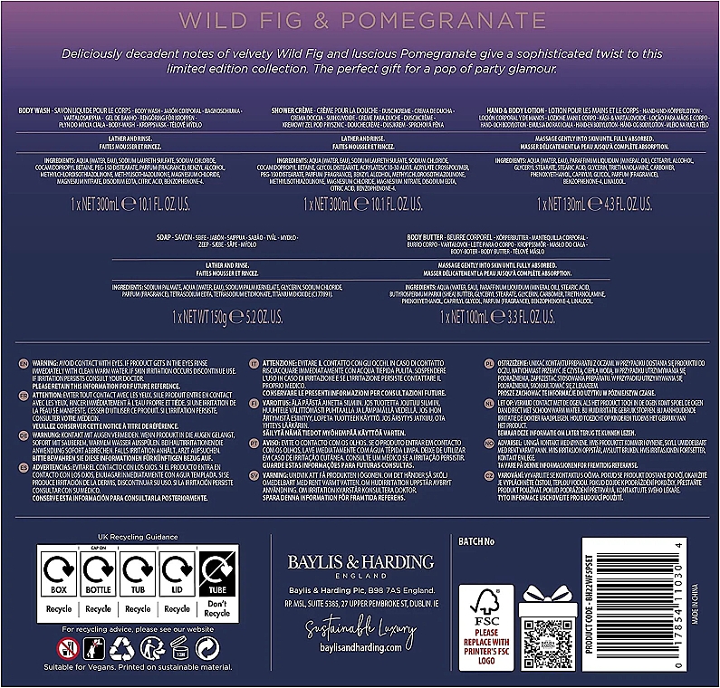 Набор, 5 продуктов - Baylis & Harding Wild Fig & Pomegranate Perfect Pamper Gift Pack — фото N3