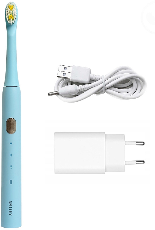 Электрическая звуковая зубная щетка, голубая - Smiley Light — фото N2