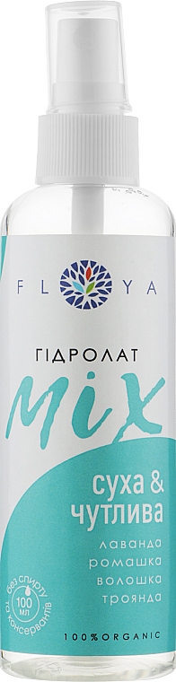 Гідролат "Mix" для сухої й чутливої шкіри - Floya — фото N1