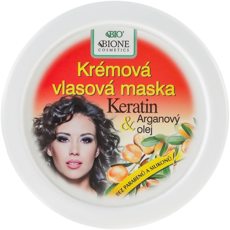 Крем-маска для волосся - Bione Cosmetics Keratin + Argan Oil Cream Hair Mask — фото N1