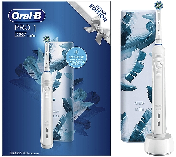 Електрична зубна щітка, біла - Oral-B PRO1 750 White Electric Toothbrush Travel Kit — фото N1