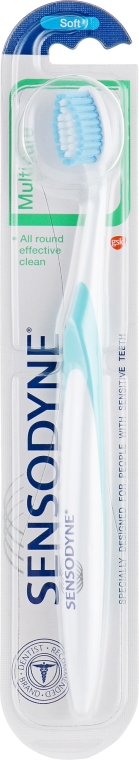 Зубна щітка "Комплексний захист", м'яка, біло-блакитна - Sensodyne Multicare Soft — фото N1