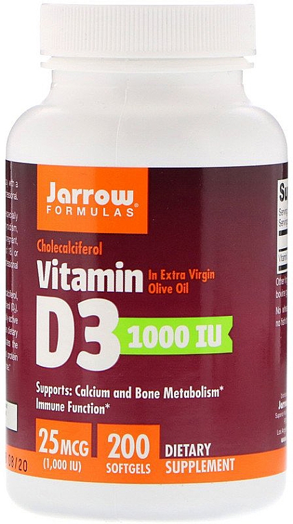Холекальциферол Витамин D3 - Jarrow Formulas Cholecalciferol Vitamin D3 1000 IU 25 mcg  — фото N1