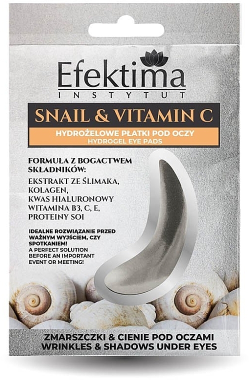 Гідрогелеві патчі під очі - Efektima Instytut Snail & Vitamin C Hydrogel Eye Pads — фото N1