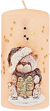 Парфумерія, косметика Декоративна свічка новорічна "Тедді", 7x14 см, пісочна - Artman Teddy Candle