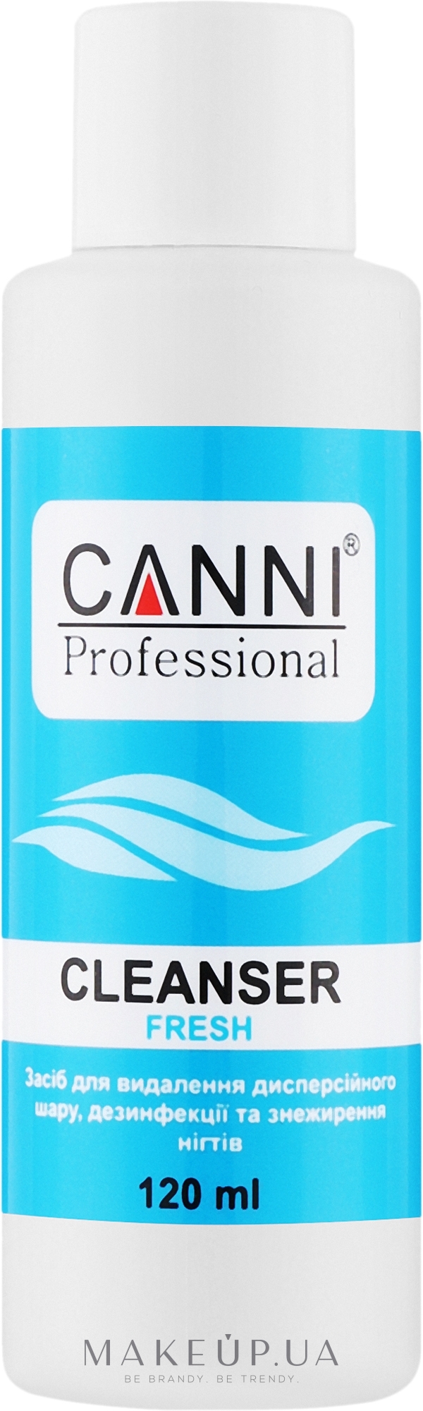 Засіб для видалення липкого шару, дезінфекції та знежирення нігтів - Canni Cleanser Fresh — фото 120ml