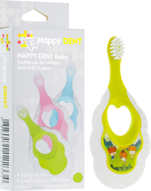 Зубна щітка для дітей від 0 до 3 років, салатова - Happy Dent Baby — фото N1