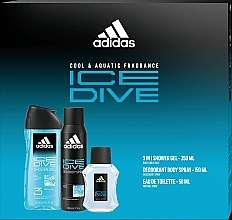 Adidas Ice Dive - Набор (edt/50ml + spray/150ml + sh/gel/250ml) — фото N1