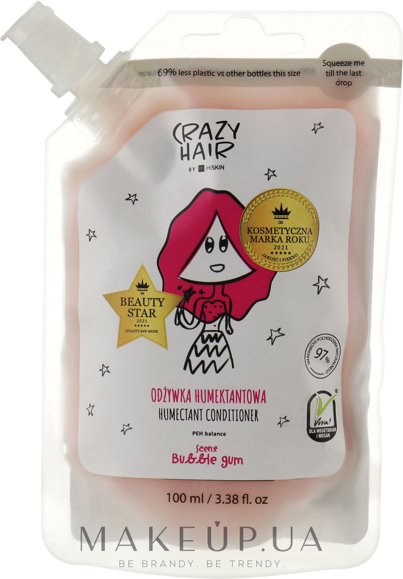 Увлажняющий кондиционер для волос "Бабл Гам" - HiSkin Crazy Hair Humectant Conditioner PEH Balance Bubble Gum Refill (запасной блок) — фото 100ml