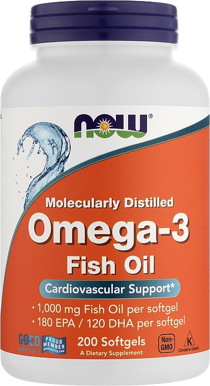 Капсулы "Омега-3" 1000 мг - Now Foods Omega-3 Molecularly Distilled 180 EPA/120 DHA — фото N6