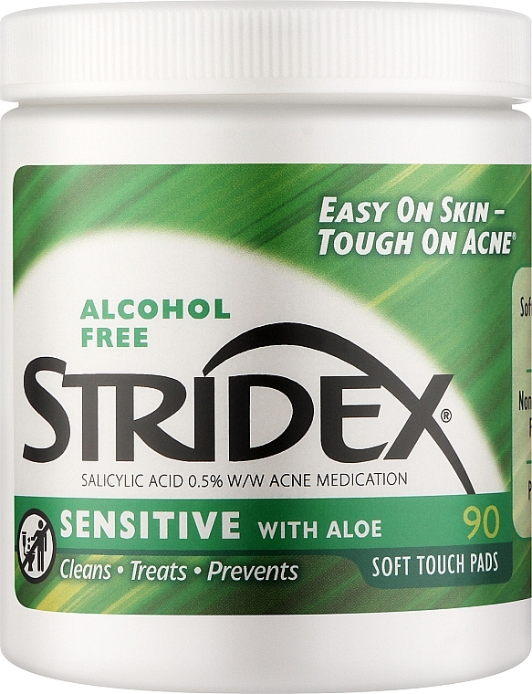 Очищувальні диски проти акне з алое - Stridex Daily Care Acne Pads With Aloe Sensitive Skin Salicylic Acid 0,5%