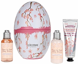 Парфумерія, косметика Набір - L'Occitane Cherry Flower Box (h/cr/10ml + b/lot/35ml + sh/gel/75ml)