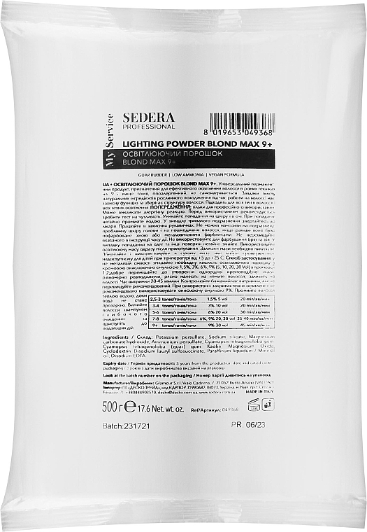 Знебарвлюючий порошок Blond Max 9+ - Sedera Professional My Service Bleaching Powder  — фото N1