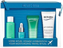 Духи, Парфюмерия, косметика Набор - Biotherm Your Moisturizing Travel Ritual (b/milk/mini/40ml + f/lot/mini30ml + f/gel/mini/20ml + f/elixir/mini/7ml + bag/1pcs)