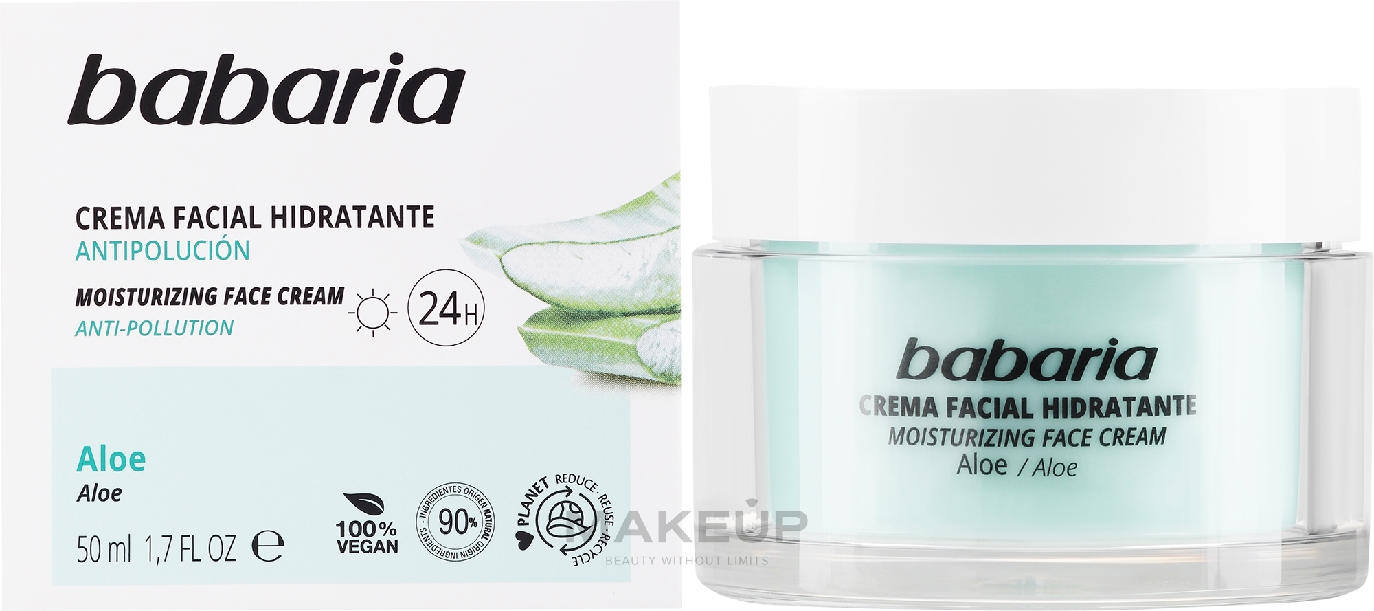 Увлажняющий крем для лица с алоэ вера - Babaria Aloe Vera 24-Hour Moisturising Face Cream  — фото 50ml