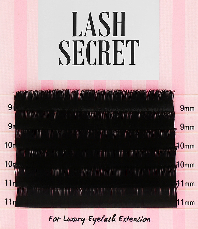 Накладні вії, чорні, мікс, 6 ліній (0.05, C, (9,10,11)) - Lash Secret — фото N1