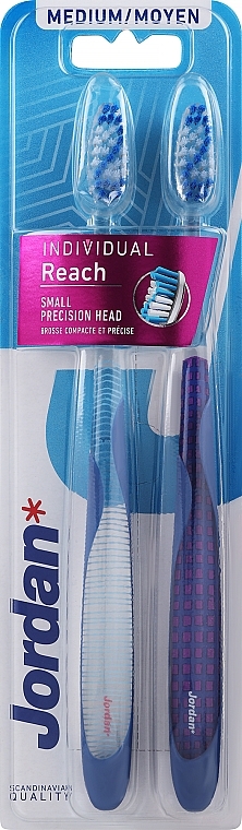 Зубная щетка, средняя, фиолетовая + прозрачная - Jordan Individual Reach Medium — фото N1