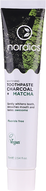 Отбеливающая зубная паста с углем и матча - Nordics Whitening Charcoal Matcha Tooshpaste — фото N1