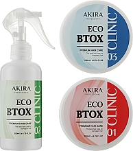 Набор - Akira Eco Btox Hair Clinic 01 ,02, 03 (h/mask/2*1000ml + h/spray/200ml) — фото N1