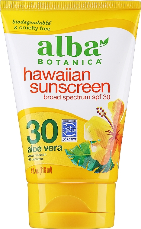 Сонцезахисний засіб з SPF 30 - Alba Botanica Natural Hawaiian Sunscreen Soothing Aloe Vera Broad Spectrum SPF 30 — фото N1