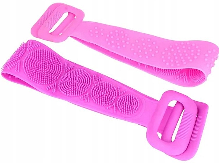 Силіконова мочалка для тіла з ручками, темно-рожева - Deni Carte — фото N1
