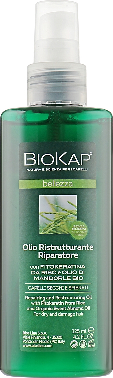 Олія, яка відновлює структуру пошкодженого волосся - BiosLine BioKap
