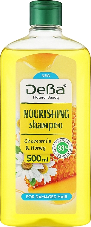 Живильний шампунь з екстрактом ромашки та медом для пошкодженого волосся - DeBa Nourishing Shampoo Chamomille & Honey