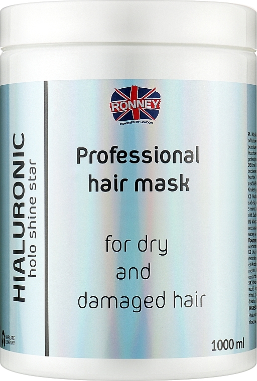 Зволожувальна маска з гіалуроновою кислотою для сухого та пошкодженого волосся - Ronney Professional Holo Shine Star Hialuronic Mask — фото N1