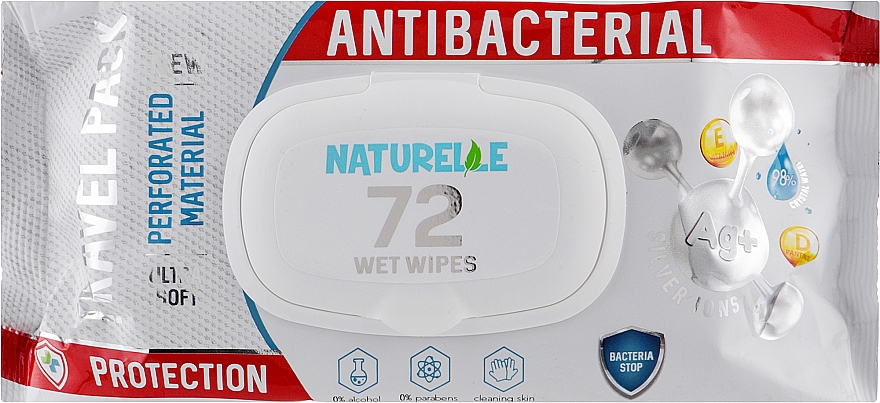 Салфетки влажные "Антибактериальные", 72 шт. - Naturelle Antibacterial Wet Wipes Travel Pack
