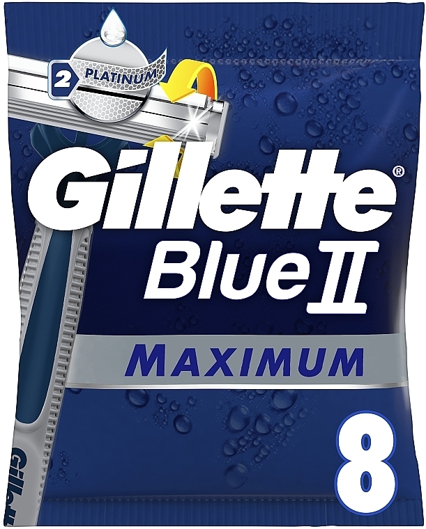 Набор одноразовых станков для бритья, 8шт - Gillette Blue II Maximum