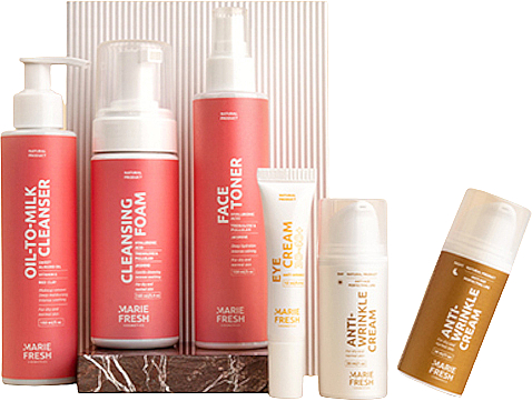 Набор "Комплексный уход за зрелой сухой и нормальной кожей с пенкой", 6 продуктов - Marie Fresh Cosmetics