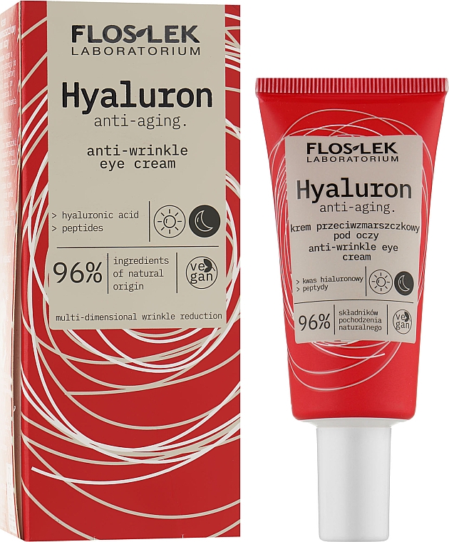 Крем против морщин для кожи вокруг глаз - Floslek Hyaluron Anti-Wrinkle Eye Cream — фото N2
