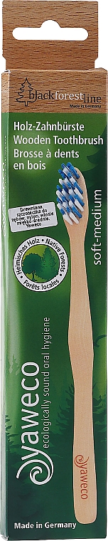 Дерев'яна зубна щітка - Yaweco Soft Medium Black Forest Line — фото N1