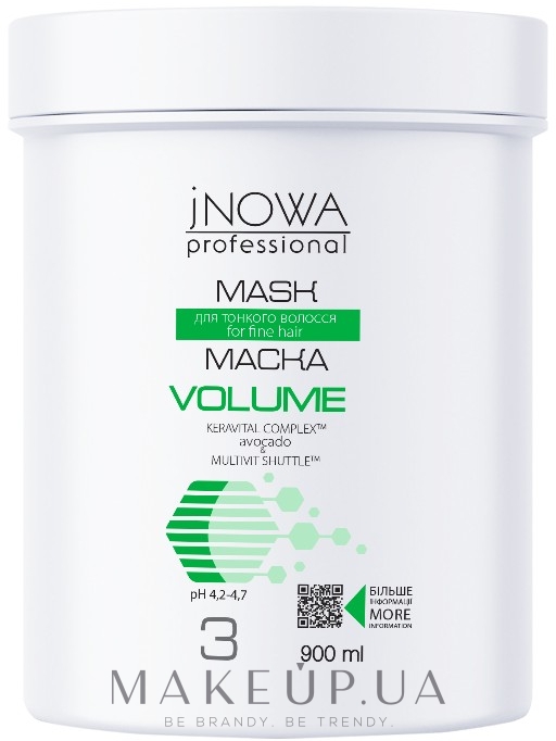 Крем-маска для придания объема волосам - JNOWA Professional 3 Volume Hair Mask — фото 900ml