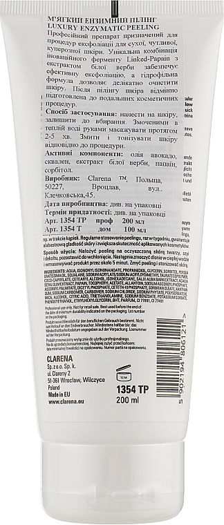 М'який ензимний пілінг - Clarena Sensitive Line Luxury Enzymatic Peeling — фото N4
