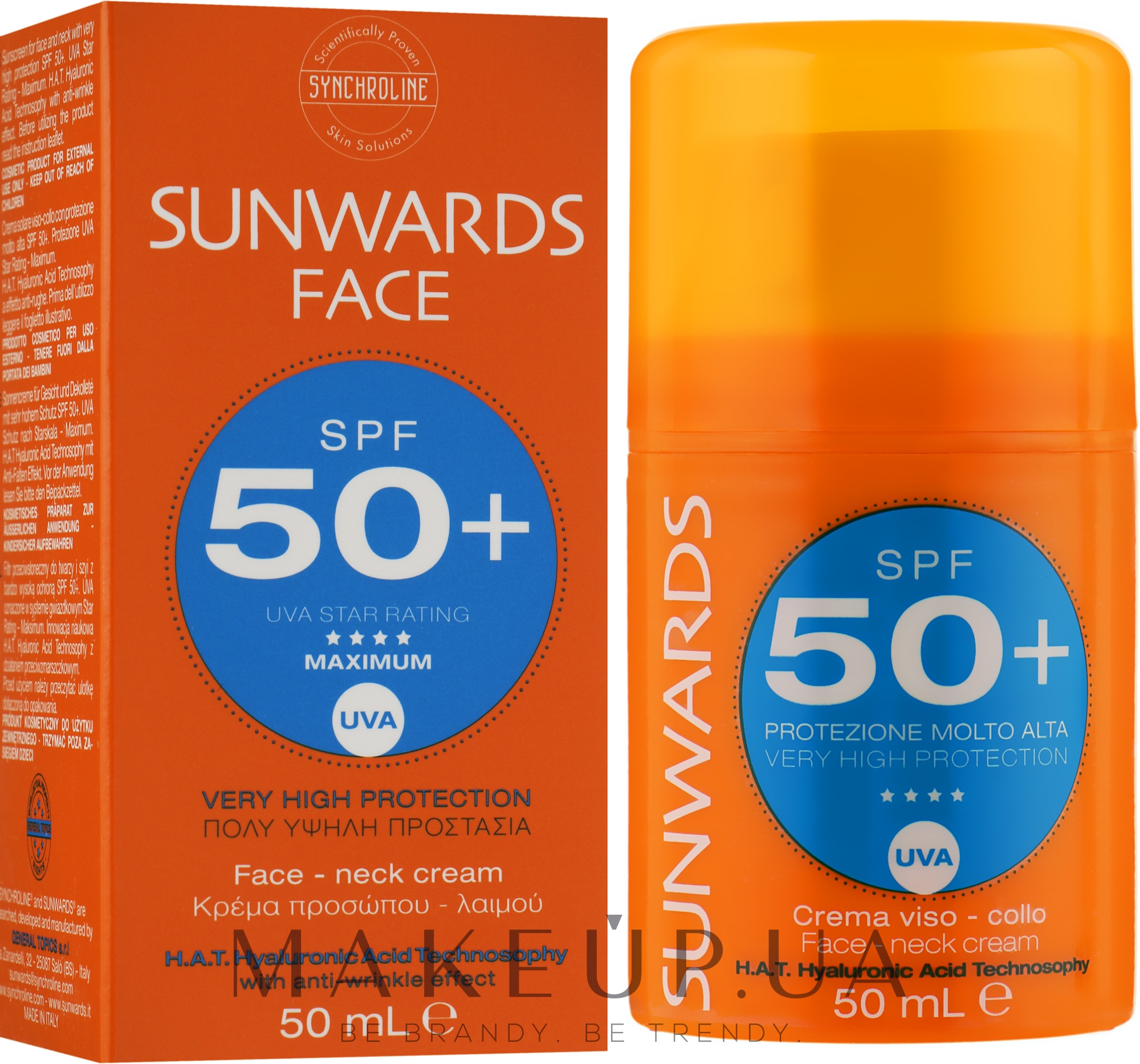 Крем для обличчя і шиї з дуже високим захистом від сонця - Synchroline Sunwards Face cream SPF 50+ — фото 50ml