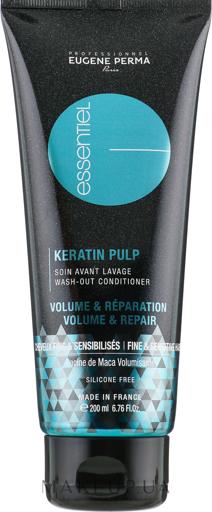 Уход для объема тонких и поврежденных волос - Eugene Perma Essentiel Keratin Pulp Control Volume&Repair Wash-Out Conditioner — фото 200ml