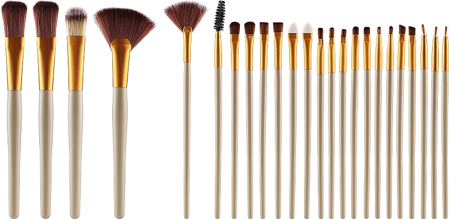 Набор кистей для макияжа в чехле, 24 шт. - Lewer Gold Brushes — фото N1