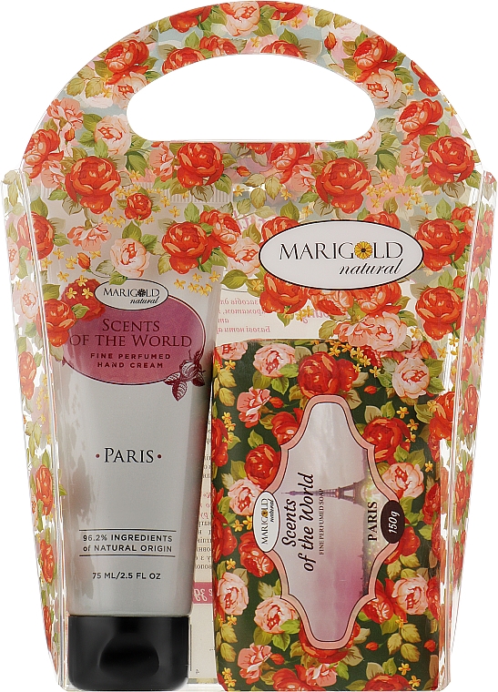Набір з твердого мила й крему для рук "Париж" - Marigold Natural Paris (h/cr/75ml + soap/150g)