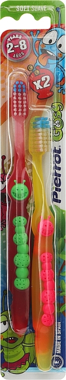 Набор детских зубных щеток, красная + желтая - Pierrot Gusy Softx2 — фото N1