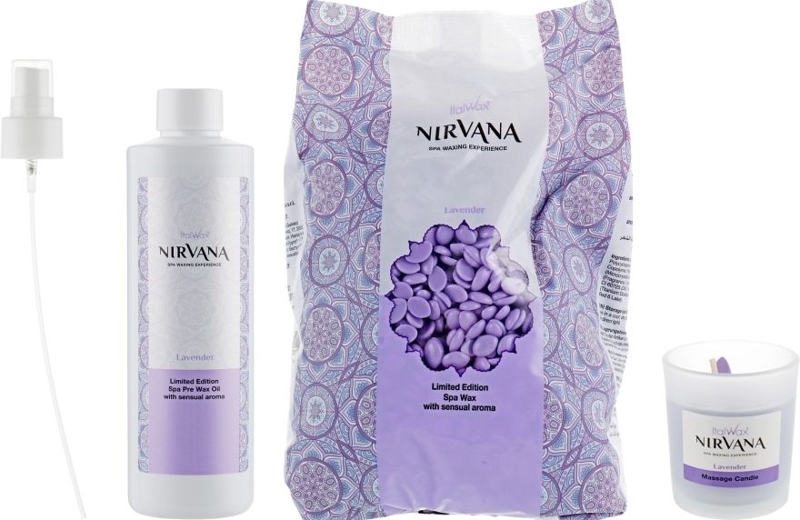 Набор "Лаванда" - ItalWax Nirvana (wax/1000g + oil/250ml + candle/50ml) — фото N2