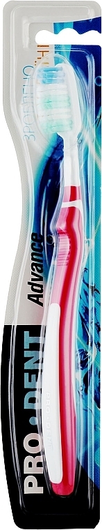 Зубная щетка ''Advance'', средняя, бело-малиновая - Pro Dent — фото N1