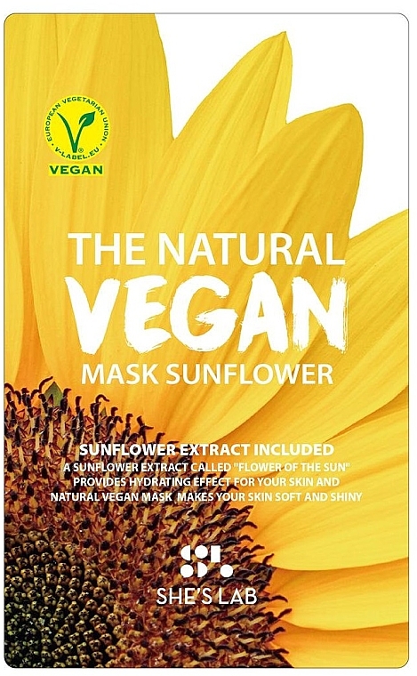 Тканинна маска для обличчя з насінням соняшнику - She’s Lab The Natural Vegan Mask Sunflower — фото N1