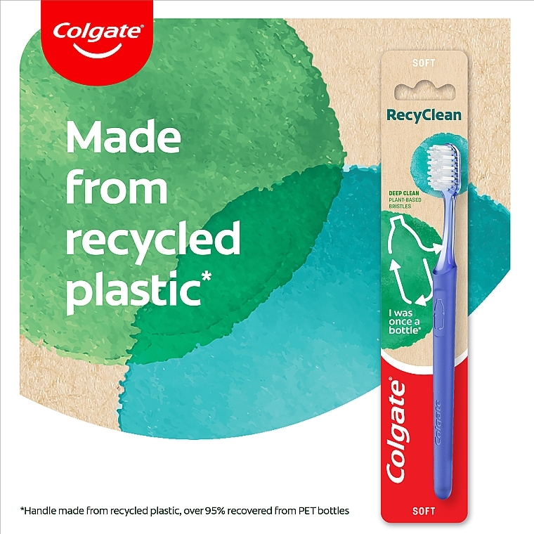 Зубна щітка Еко для глибокого чищення з переробленого пластику, блакитна - Colgate RecyClean — фото N2