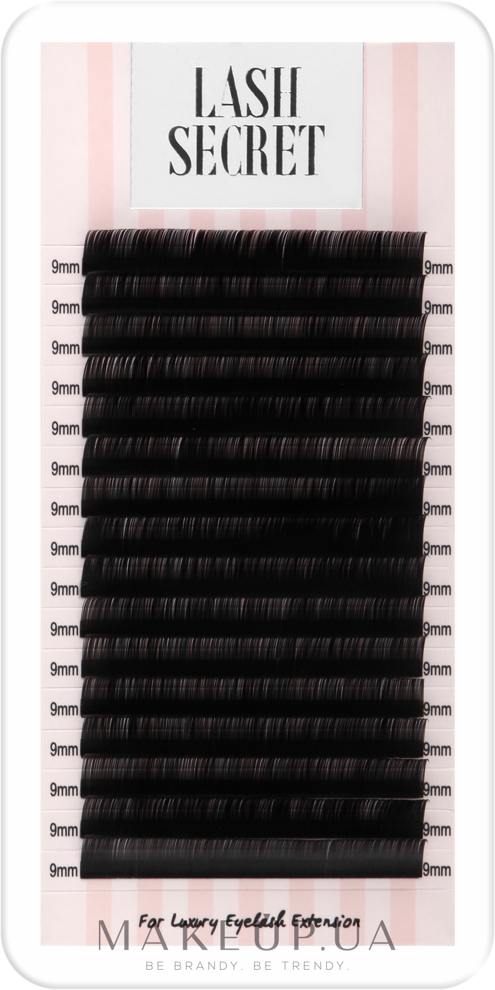 Накладные ресницы, черные, 16 линий (один размер, 0.1, С, 9) - Lash Secret — фото 1уп