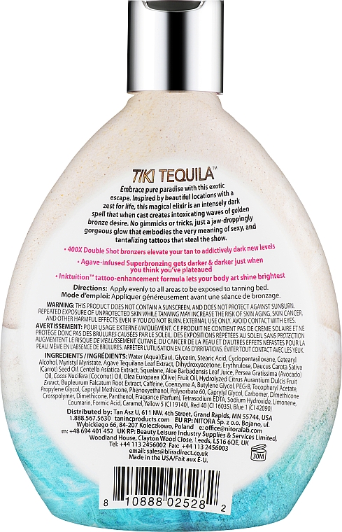 Крем для солярия с супербронзантами и защитой тату - Tan Incorporated Tiki Tequila 400x Double Shot Luxe Tanning — фото N2