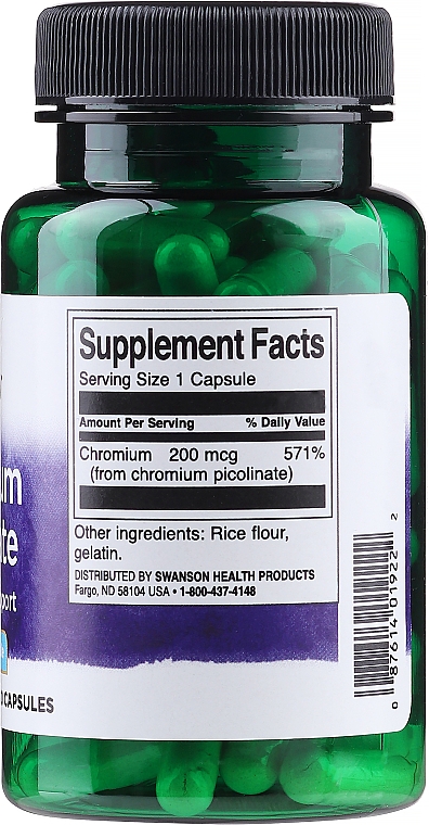 Харчова добавка "Піколінат хрому", 200 мг - Swanson Chromium Picolinate Capsules — фото N2